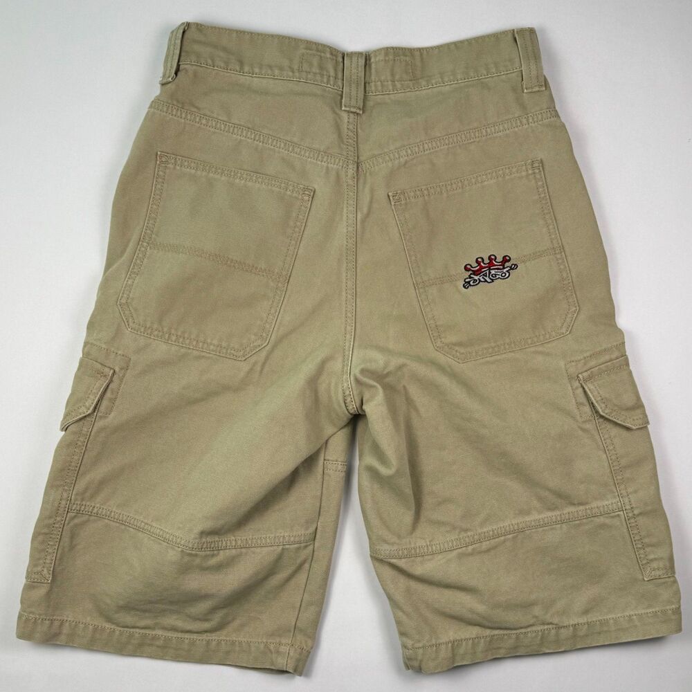 JNCO Jeans Indicator Cargo Shorts W30 Khaki Canvas Jorts 90s Y2K Skate